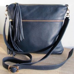 ARTISAN MADE NAVY BLUE LEATHER CROSSBODY BAG